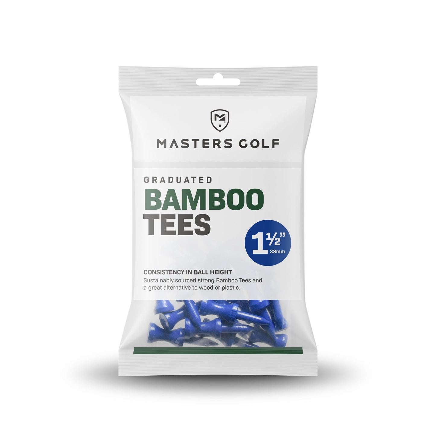 Masters Golf Blue 38mm Graduated Bamboo Tee